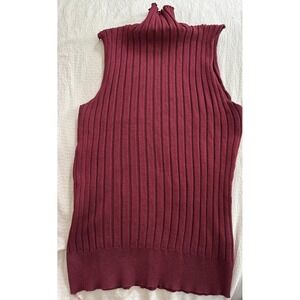 Katch Me Burgundy/ Wine Turtle Neck Tank Top, One Size